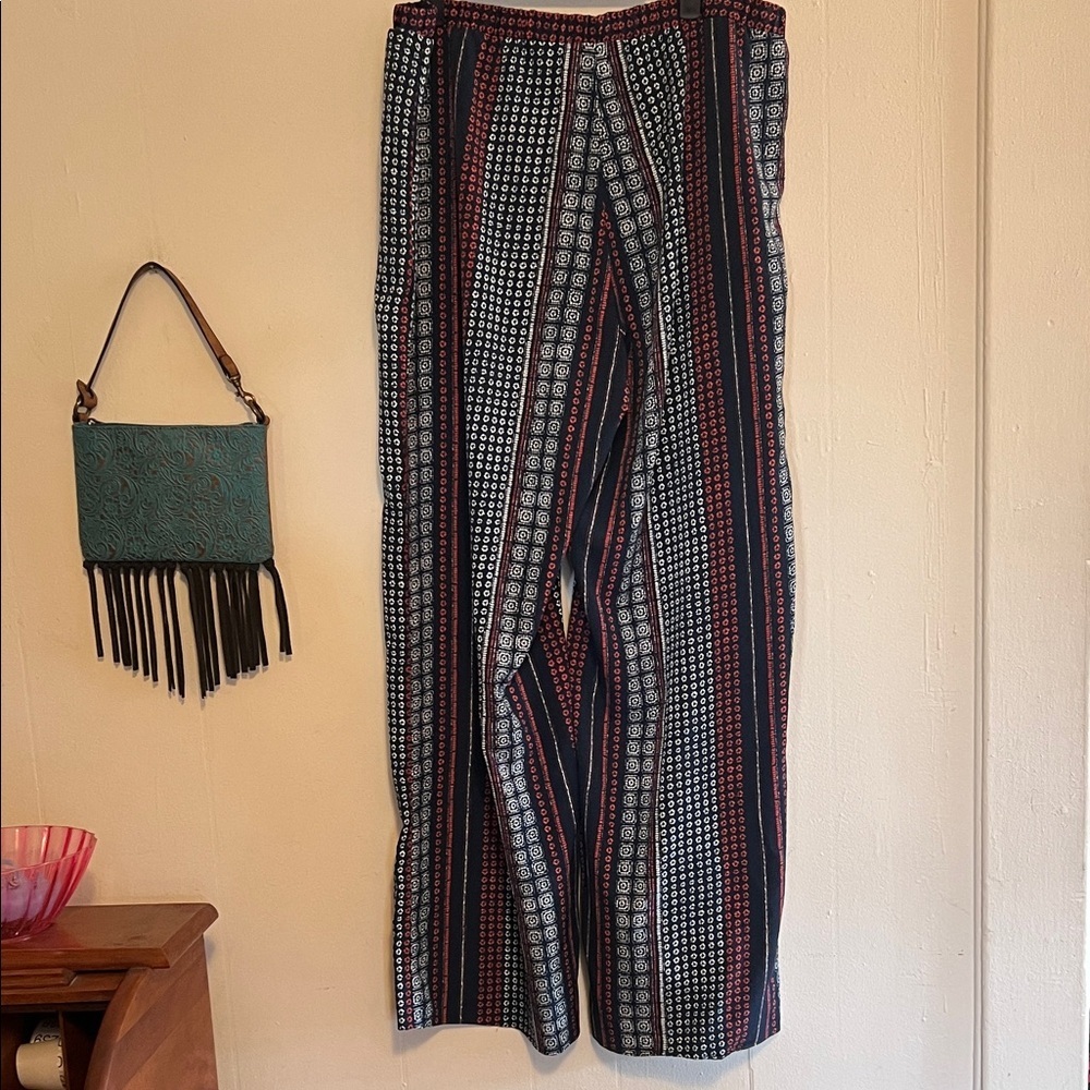 Philosophy Black and Red Patterned Wide Leg Pants - Picture 3 of 4